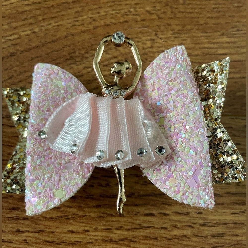 pink ballerina hair bow clip